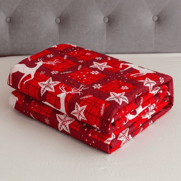Pregrinjalo za posteljo VELVET CHRISTMAS, rdeče Dimenzije: 170 x 210 cm