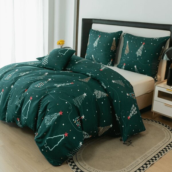 Posteljnina iz mikrovlaken CHRISTMAS DRIFT zelena Dimenzije posteljnine: 2 kom 70 x 90 cm | 200 x 220 cm