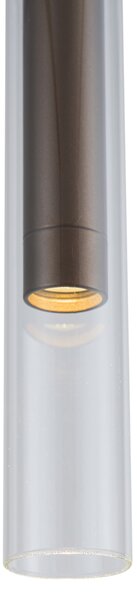 Sodobni reflektor temno bronast z prozornim steklom za 1-fazni sistem tirnic - Slimline Loyce