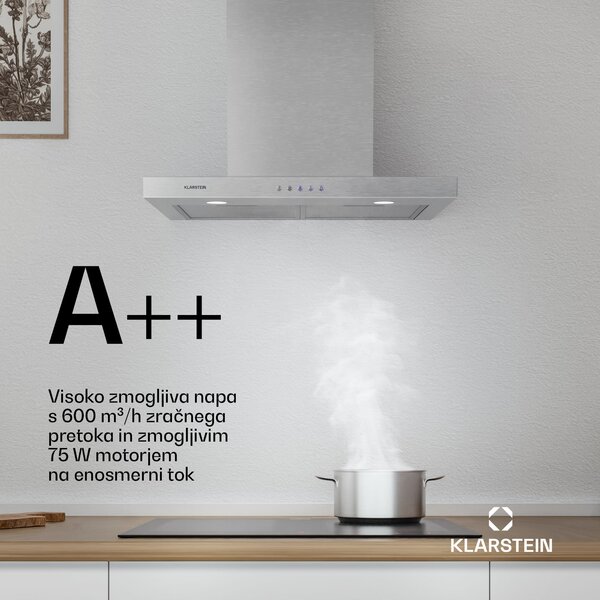 Klarstein Limelight, kuhinjska napa, 60 cm, stenska napa, 640 m³ / h, nerjaveče jeklo