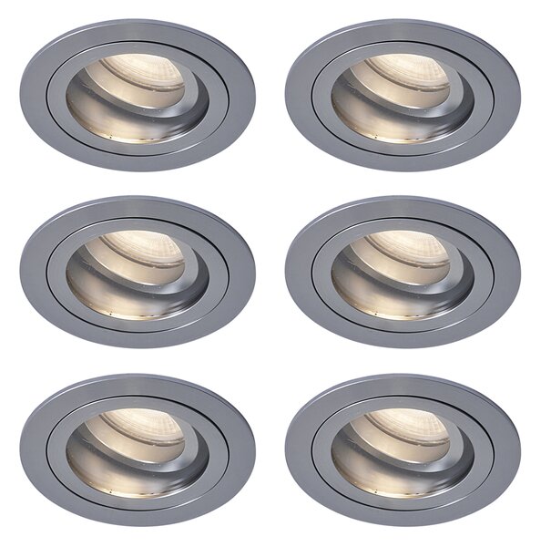 Komplet 6 modernih vgradnih reflektorjev Gunmetal nastavljiv IP44 - Chuck
