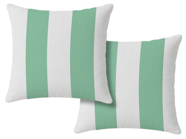 Set 2 kosih dekorativnih prevlek za blazino STRIPES 45x45 cm, belo-zelena