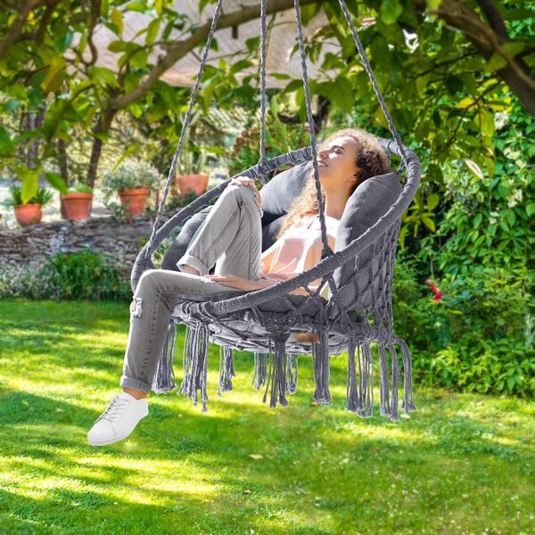 Viseči stol BOHO z blazinami, Ø61 cm, antracitna Jurhan