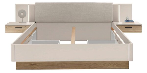 POSTELJNA GARNITURA 180 cm x 200 cm , leseni material barve hrasta, kašmir