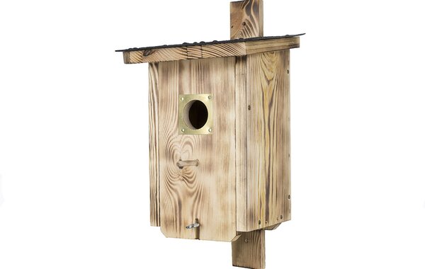ATMOWOOD Lesena ptičja hišica iz opaljenega lesa