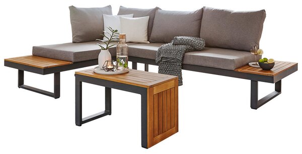 LOUNGE GARNITURA akacija masivno aluminij