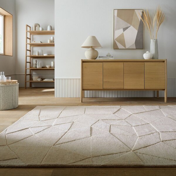 Bež ročno tkana volnena preproga 120x170 cm Shard – Flair Rugs