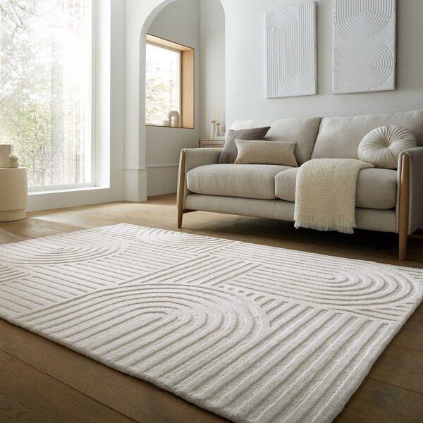 Slonokoščena ročno tkana volnena preproga 160x230 cm Zen Garden – Flair Rugs
