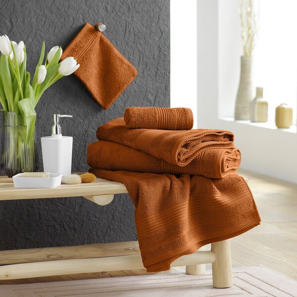 Frotirna bombažna brisača v barvi terakote 50x90 cm Tendresse – douceur d'intérieur