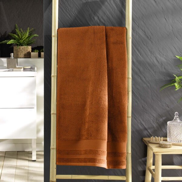 Frotirna bombažna brisača v barvi terakote 70x130 cm Tendresse – douceur d'intérieur