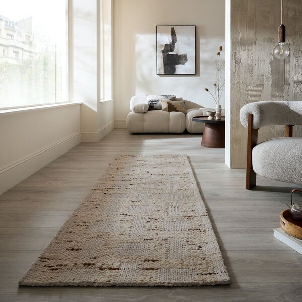 Ročno tkan tekač iz mešanice volne v naravni barvi 80x230 cm Rova Blend – Flair Rugs