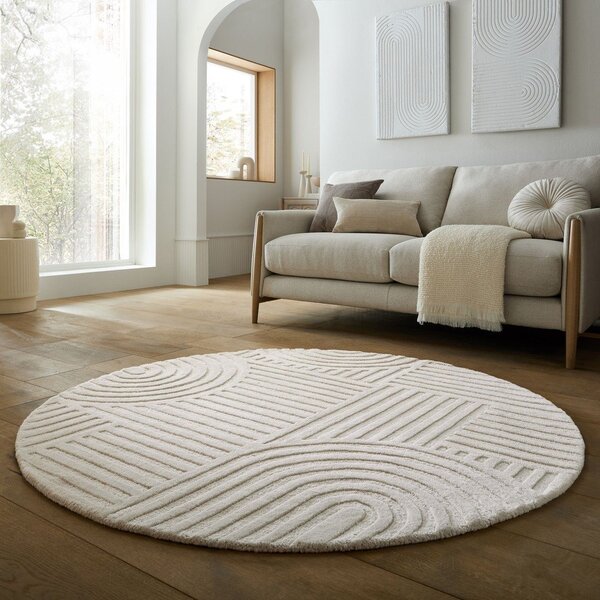 Slonokoščena ročno tkana volnena okrogla preproga ø 160 cm Zen Garden – Flair Rugs