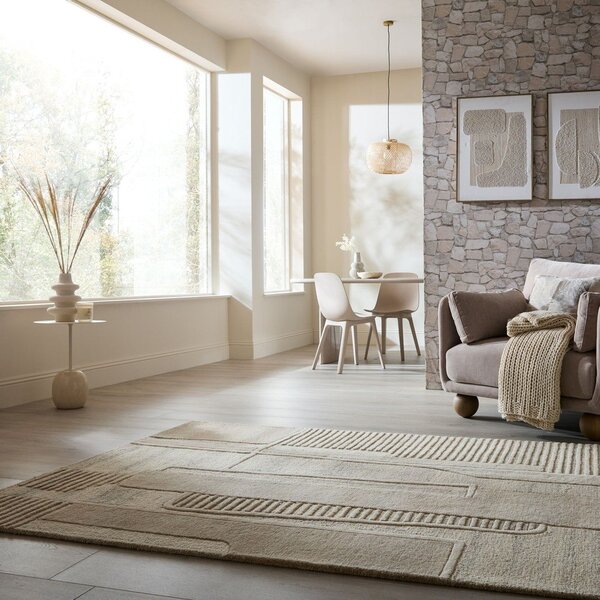 Sivo-bež ročno tkana volnena preproga 140x200 cm Lira – Flair Rugs