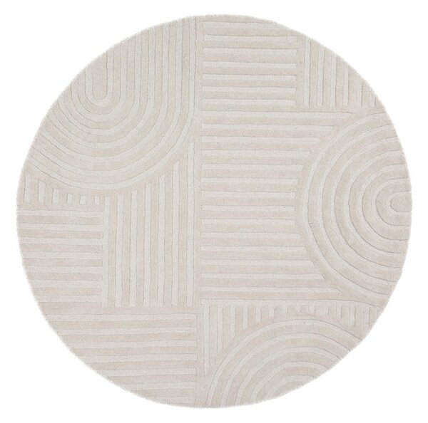 Slonokoščena ročno tkana volnena okrogla preproga ø 160 cm Zen Garden – Flair Rugs