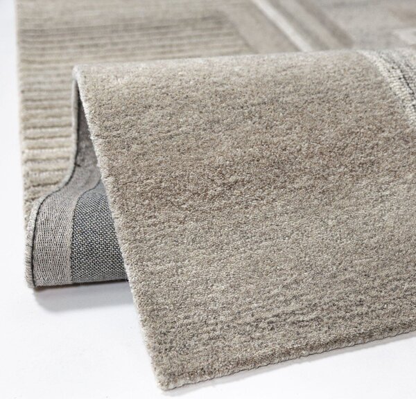 Sivo-bež ročno tkana volnena preproga 140x200 cm Lira – Flair Rugs