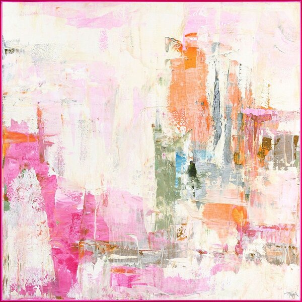 Tiskana slika na platnu z ročno naslikanimi elementi v okvirju 102x102 cm New Age Pink – Malerifabrikken