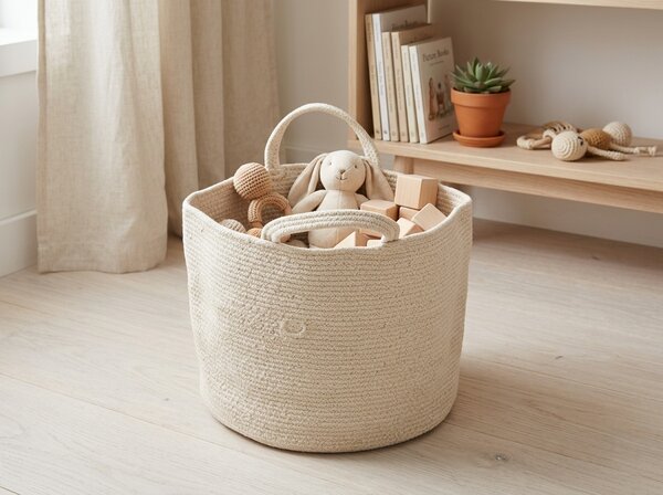 Košara za shranjevanje z ročaji COTTON HAVEN 35x35 cm - več barv Barva: Svetlo siva
