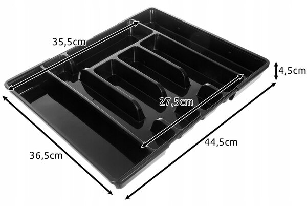 Nastavljiv organizator jedilnega pribora za kuhinjski predal do 44cm črn