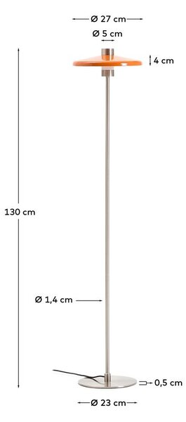 Oranžna stoječa svetilka s kovinskim senčilom (višina 130 cm) Nuvira – Kave Home