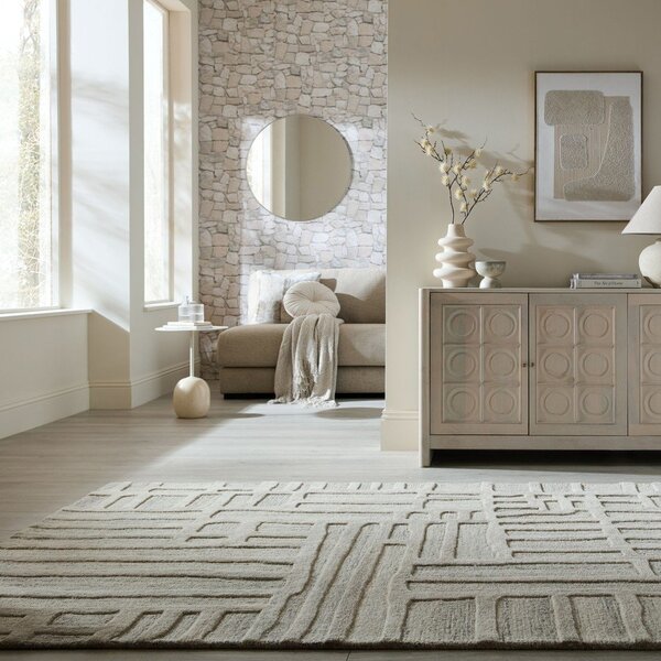 Sivo-bež ročno tkana volnena preproga 140x200 cm Elva – Flair Rugs