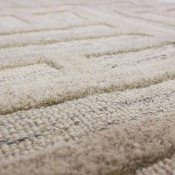 Sivo-bež ročno tkan volnen tekač 80x300 cm Elva – Flair Rugs