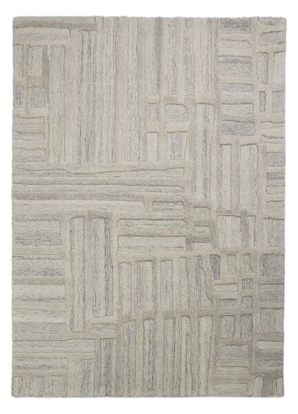 Sivo-bež ročno tkana volnena preproga 140x200 cm Elva – Flair Rugs