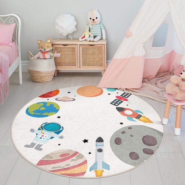 Pralna otroška igralna preproga ø120 cm Space Trip – Mila Home