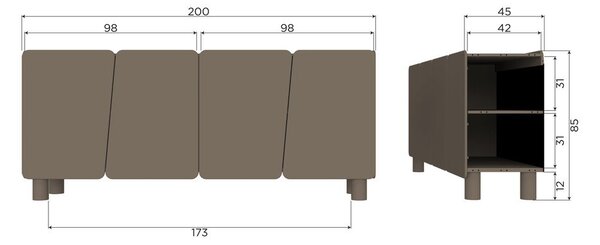 Rjava komoda iz masivnega bora 200x85x45 cm Root – WOOOD
