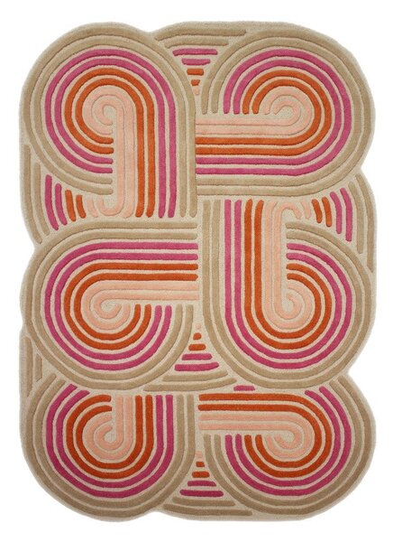 Rožnata ročno tkana volnena preproga 140x200 cm Spiral Shaped – Flair Rugs