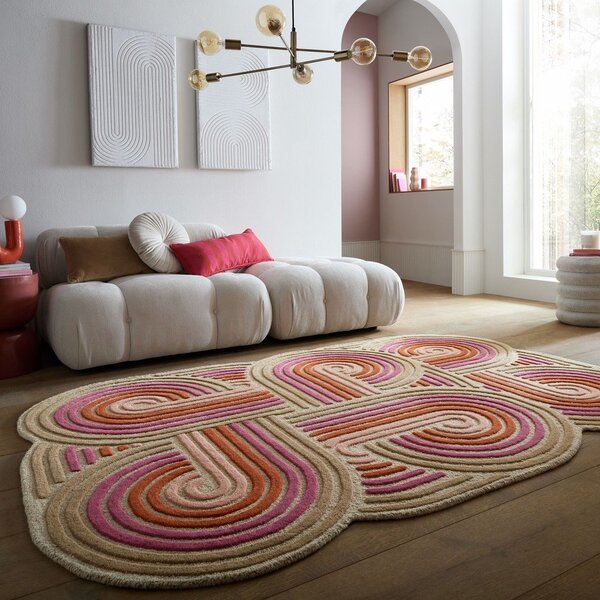 Rožnata ročno tkana volnena preproga 140x200 cm Spiral Shaped – Flair Rugs