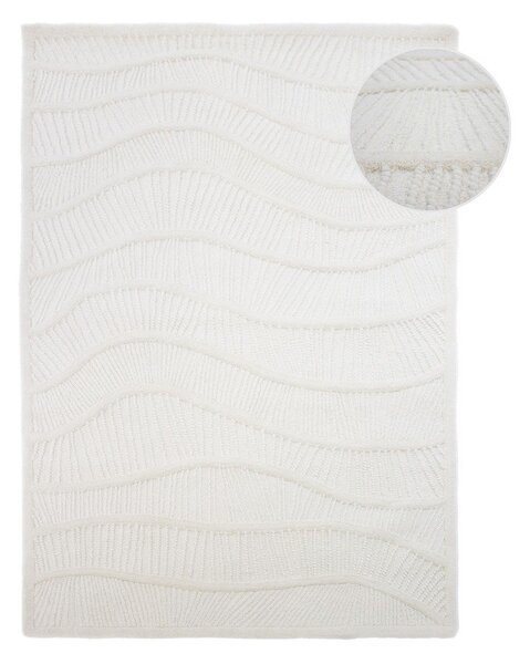 Bela ročno tkana preproga iz mešanice volne 140x200 cm Sculptured Wave – Flair Rugs