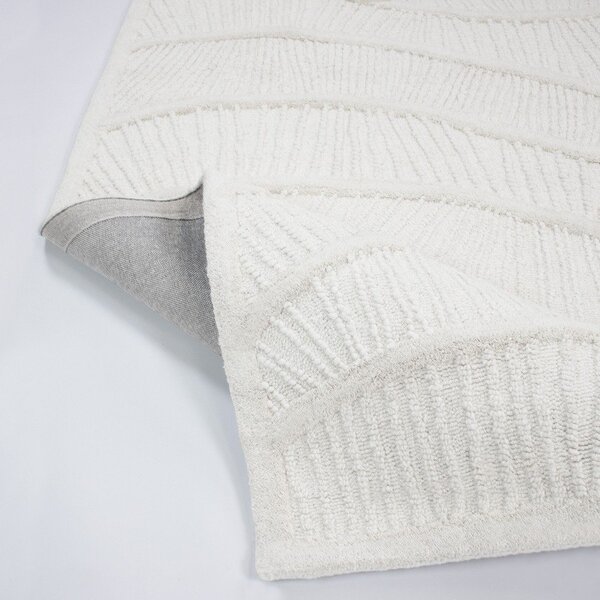 Bel ročno tkan tekač iz mešanice volne 80x230 cm Sculptured Wave – Flair Rugs