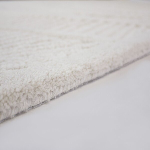 Bel ročno tkan tekač iz mešanice volne 80x230 cm Sculptured Wave – Flair Rugs