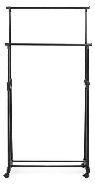Črno kovinsko stojalo za oblačila na kolesih 80x160x42 cm Roald – Yes Everyday