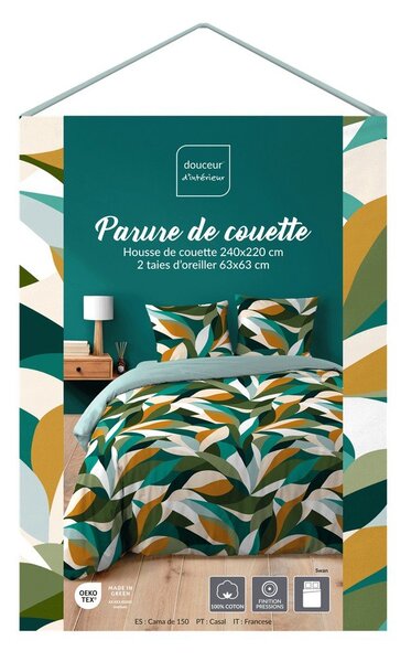 3-delna podaljšana bombažna posteljnina za zakonsko posteljo 240x220 cm Swan – douceur d'intérieur