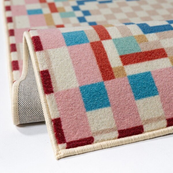 Tekač iz mešanice volne 80x300 cm Checkered Border – Flair Rugs