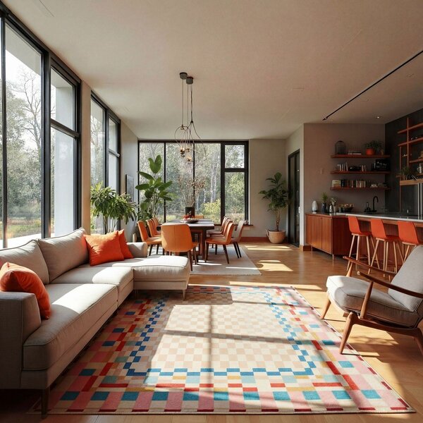 Preproga iz mešanice volne 180x230 cm Checkered Border – Flair Rugs
