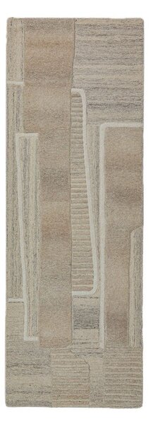 Sivo-bež ročno tkan volnen tekač 80x300 cm Lira – Flair Rugs