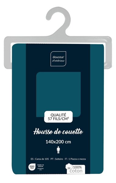 Modrozelena enojna bombažna prevleka za odejo 140x200 cm Lina – douceur d'intérieur