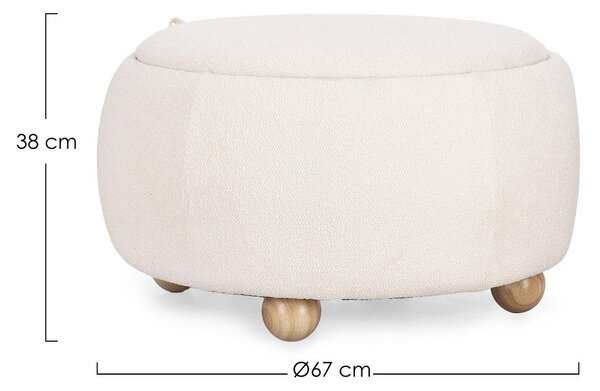 Kremno bel tabure iz tkanine bouclé Irisha – Bizzotto