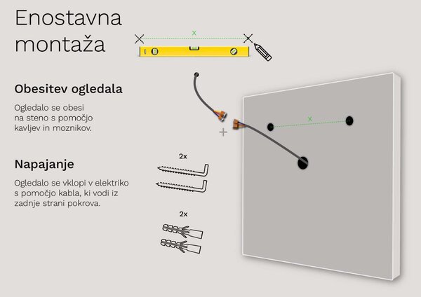 Okroglo kopalniško ogledalo z LED osvetlitvijo C9 premium