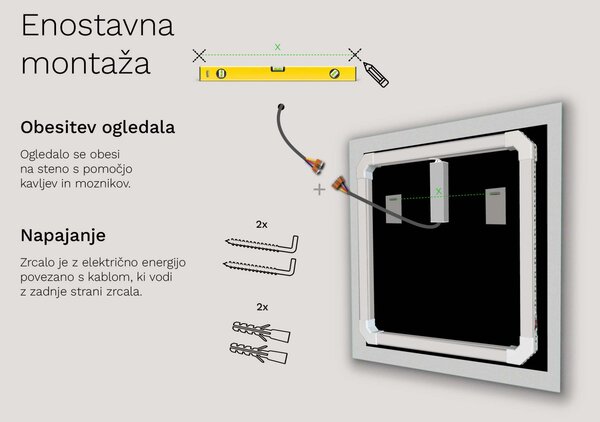 Kopalniško ogledalo z LED osvetlitvijo M7