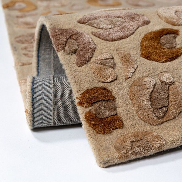 Ročno tkana preproga iz mešanice volne v naravni barvi 140x200 cm Leopard Frame – Flair Rugs