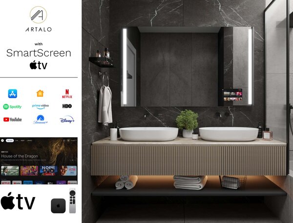 SMART Kopalniško ogledalo z LED osvetlitvijo M4 premium + SmartScreen with Apple TV