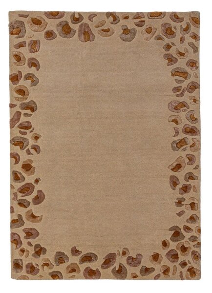 Ročno tkana preproga iz mešanice volne v naravni barvi 140x200 cm Leopard Frame – Flair Rugs