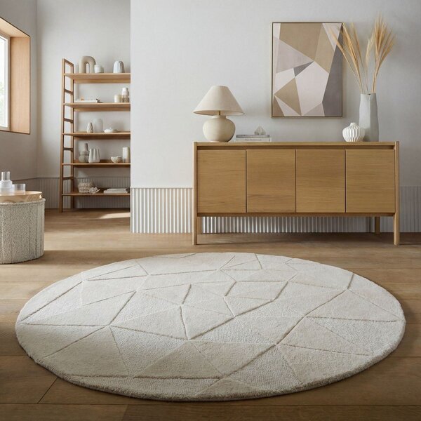 Bež ročno tkana volnena okrogla preproga ø 160 cm Shard – Flair Rugs