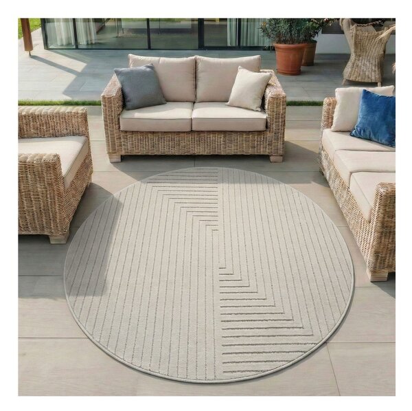 Kremno bela okrogla notranja in zunanja preproga ø 80 cm Nova 1202 – Ayyildiz Carpets