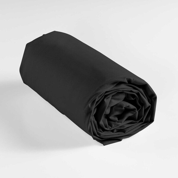 Črna napenjalna bombažna rjuha 160x200 cm Lina – douceur d'intérieur