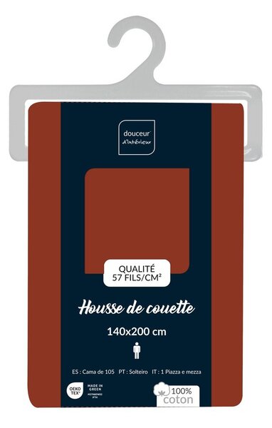 Opečnato oranžna enojna bombažna prevleka za odejo 140x200 cm Lina – douceur d'intérieur