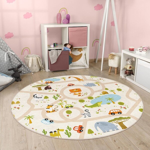 Pralna otroška igralna preproga ø120 cm Savana Ride – Mila Home
